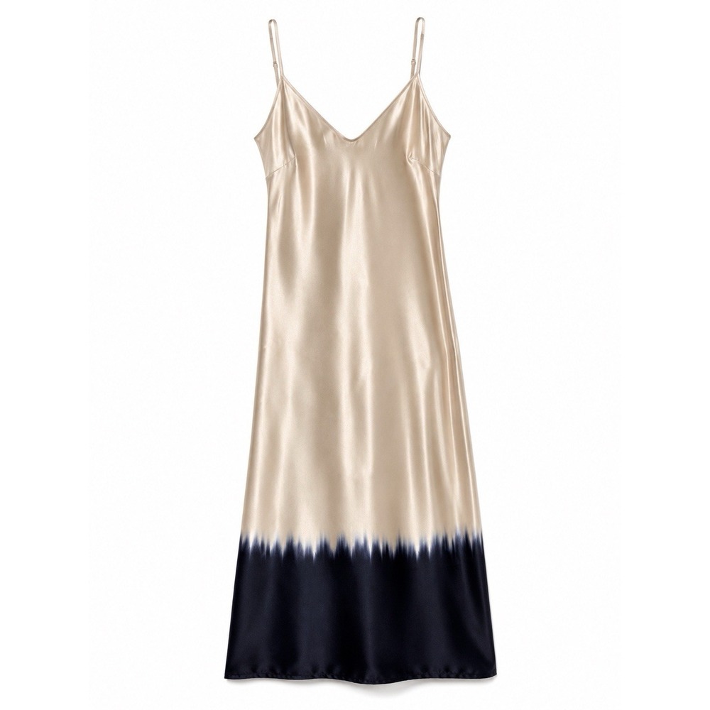 ALL IN Slip Dress‎ M Champagne Satin Ombre Made Italy Quiet Luxury Designer